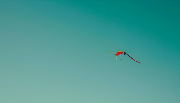 Photo a kite with a red tail flies in the sky