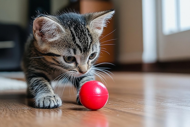 Kitten Engaged in Toy Fun photo