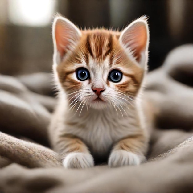 a kitten is laying on a blanket with the words  the word  on it