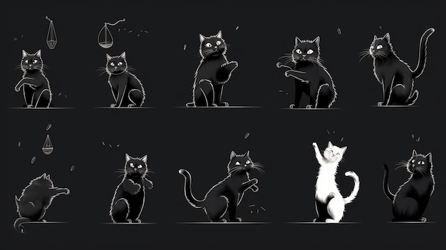 Photo kitten playing various poses vector design