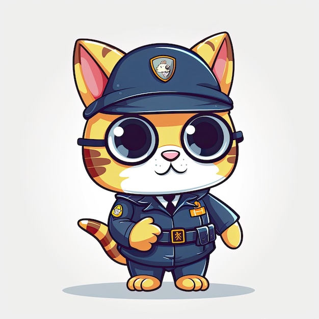 Kitten police cartoon design Kitten police illustration on a white background Kittens wearing police suits design for kid's coloring pages Colorful police kitten cartoon collection AI Generated