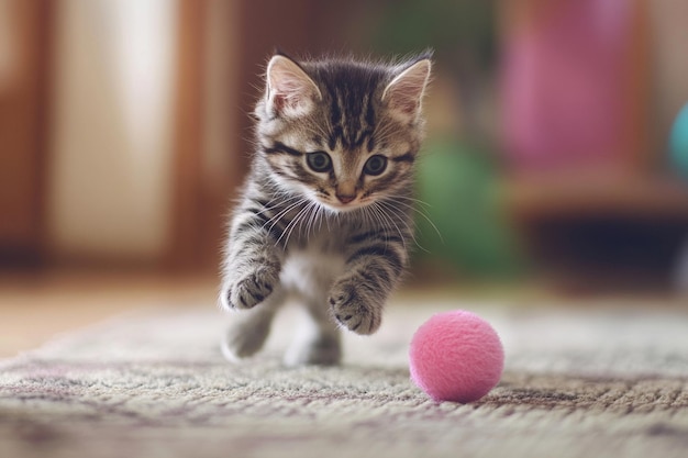 Kitten Pouncing on Crinkly Toy photo