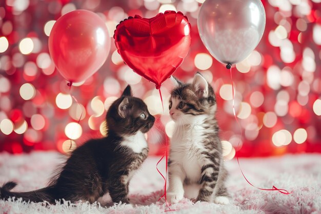 Kittens loving each other Adorable cat hugs for Valentines Day