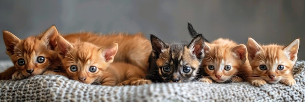 Photo kittens and puppies adorable portrait of burma breed cats and dogs