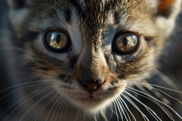 A kittens whiskers twitching curiously