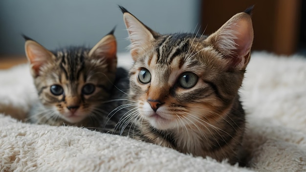 Kittens with beautifully adorable eyes look at us lovingly