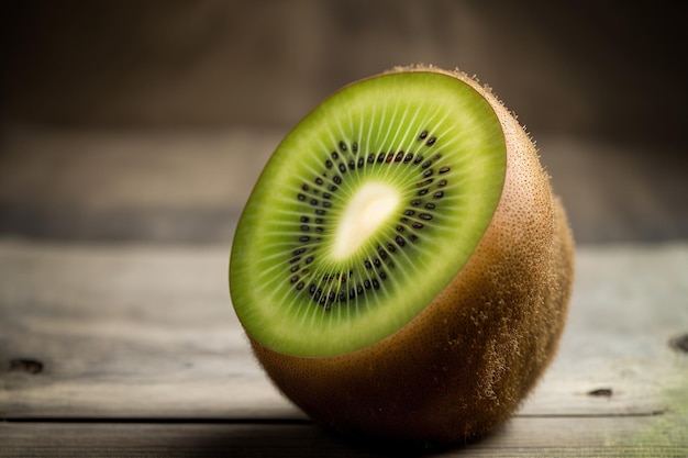 Kiwi on a background of white wood coloring and selective focus