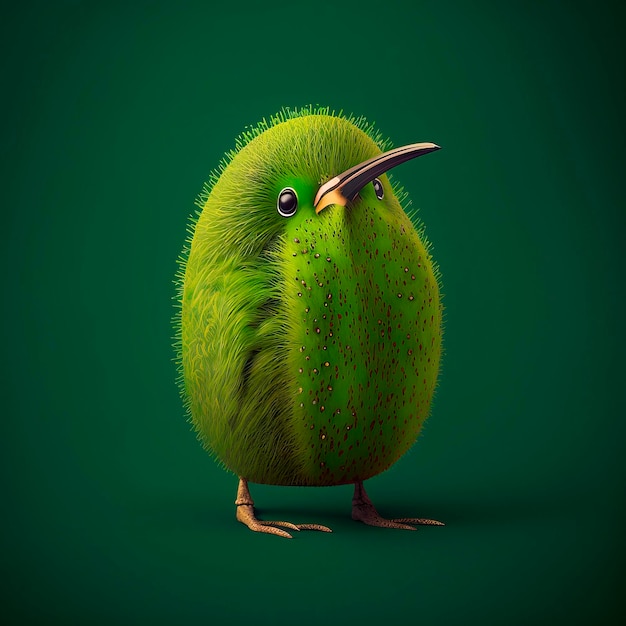 Kiwi bird illustration stilyzed kiwi fruit on a green background