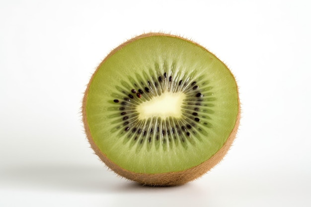 A kiwi cut in half on a white background generative AI