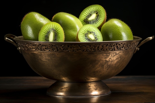 Kiwi displayed in a vintage metal bowl natural snack fresh fruit Kiwi image photography