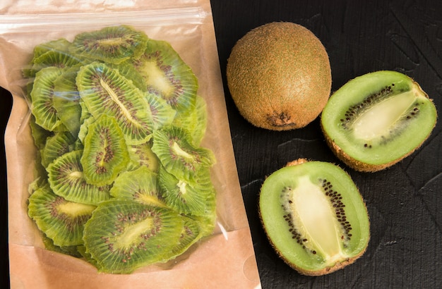 Kiwi fruit on dark background