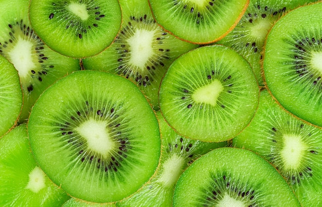 Kiwi fruit pattern. Healthy food background, directly above.