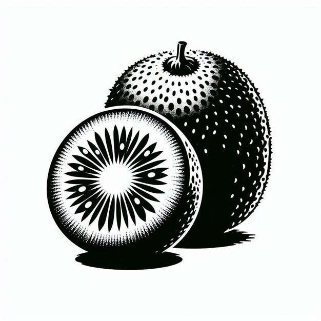 Kiwi fruit Silhouette vector style with white background