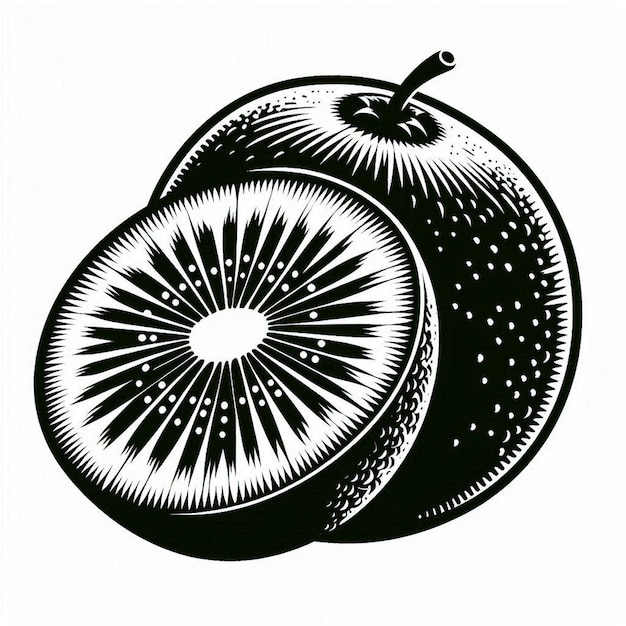 Kiwi fruit Silhouette vector style with white background