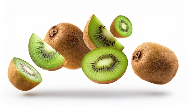 Kiwi Fruit Slices Isolated on White Background Fresh and Vibrant