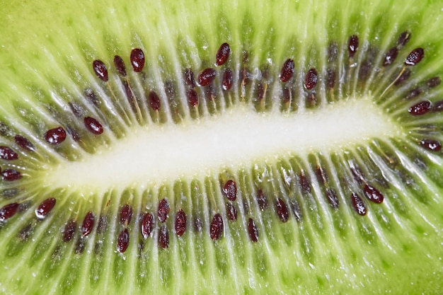 Kiwi fruit with green pulp and black seeds