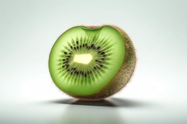 A kiwi fruit with a white background