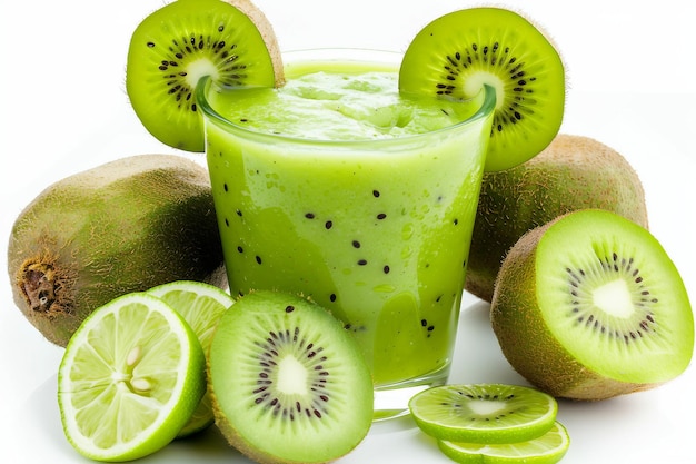 Kiwi Lime Smoothie On White Background