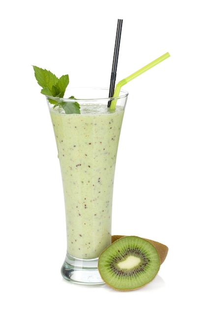 Kiwi milk smoothie with mint