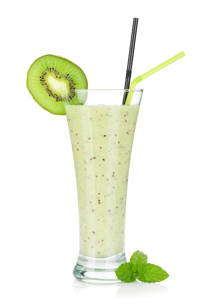 Kiwi milk smoothie with mint