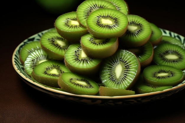 Kiwi slices piled high in a decorative ceramic dish natural snack fresh fruit Kiwi image photography