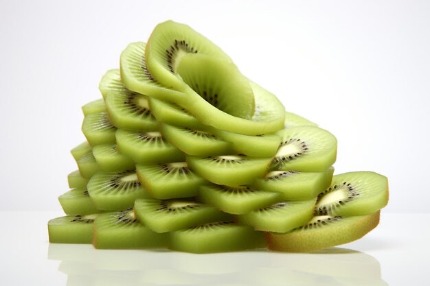 Kiwi wedges forming a spiral on white surface natural snack fresh fruit Kiwi image