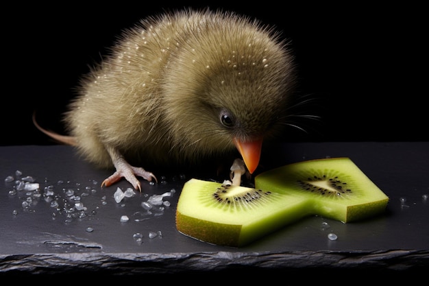 Kiwi with seeds spilling out onto a slate surface natural snack fresh fruit Kiwi image photography