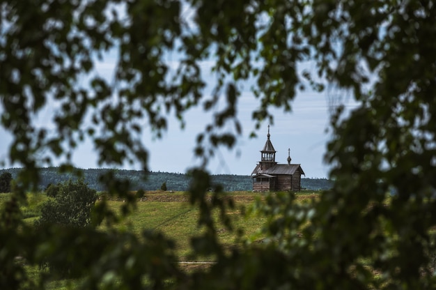 Kizhi Island, Russia. Ancient wooden religious architecture. Summer landscape