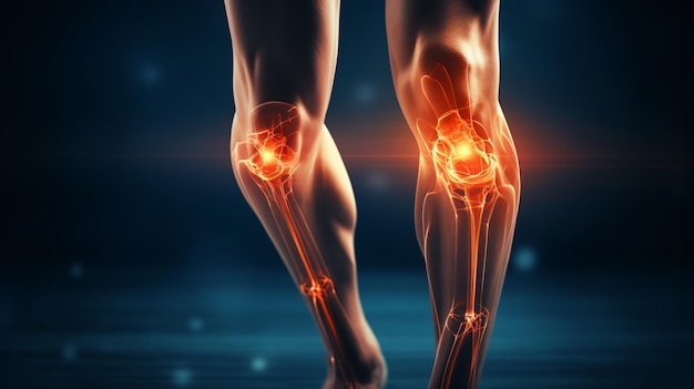 Knee tendon problems and joint inflammation on dark