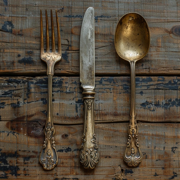 Photo a knife and fork are next to a knife and a knife