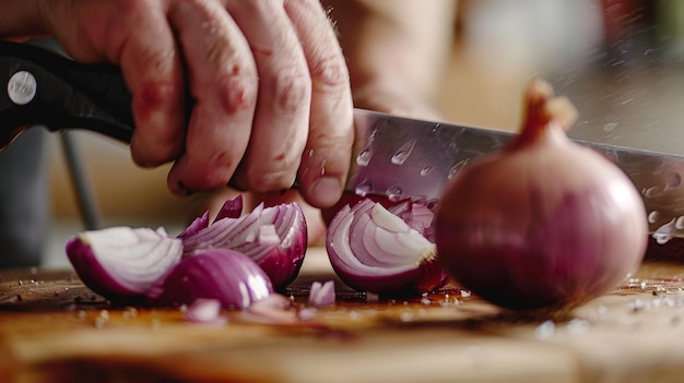 a knife is being cut by a knife with a knife in the middle