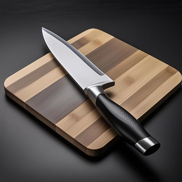 Photo a knife is on a cutting board with a knife on it