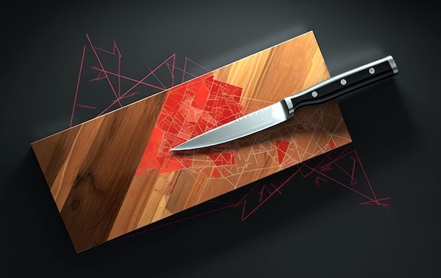 Knife on the kitchen board generative ai