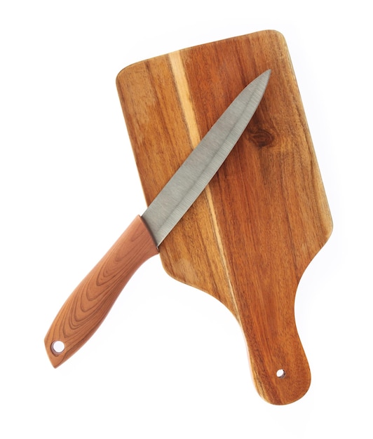 Knife for kitchen with Cutting board isolated on a white background