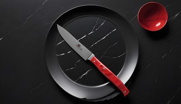 Photo a knife that is on a black surface