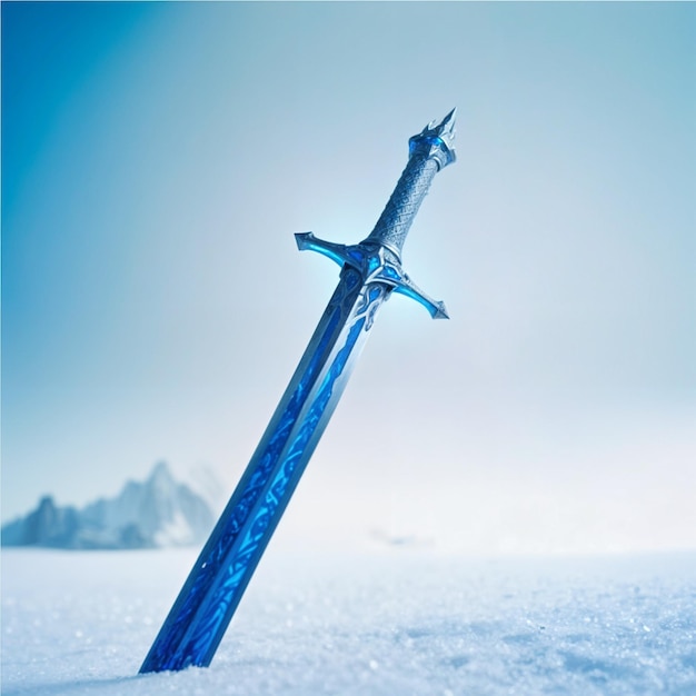 a knight glacier sword laying in the snow