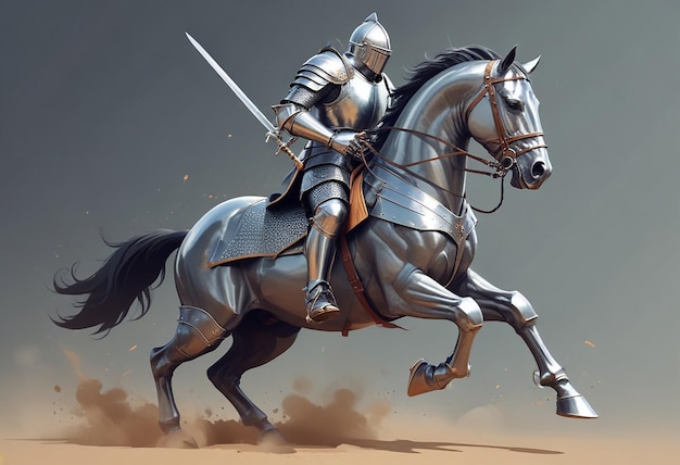 a knight on a horse with a sword and shield