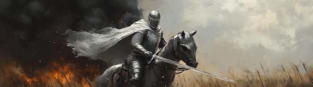 knight riding a horse in movie scene action sequence made by generative ai