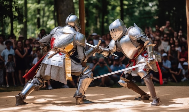 A knight's honor is on the line in a sword duel Creating using generative AI tools