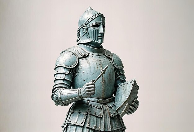 Photo a knight statue on a white background