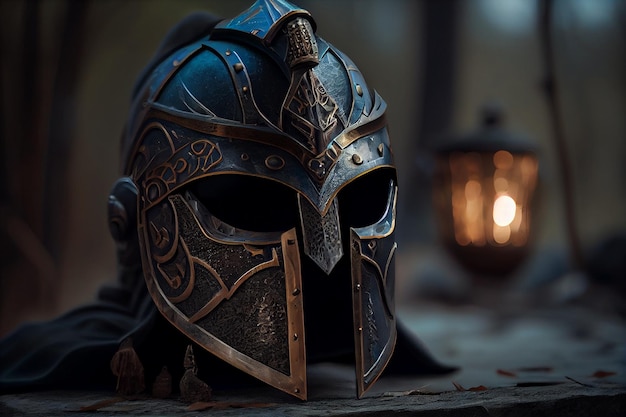 Knight warrior helmet mask nordic armorgenerative ai