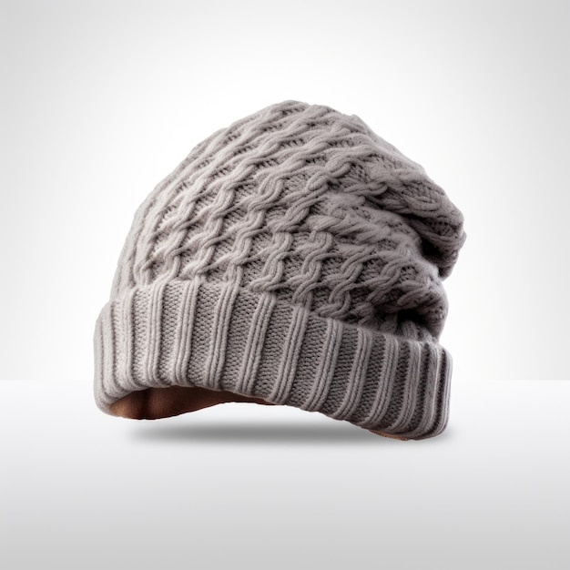 Knit slouchy beanie isolated on white background Generative AI