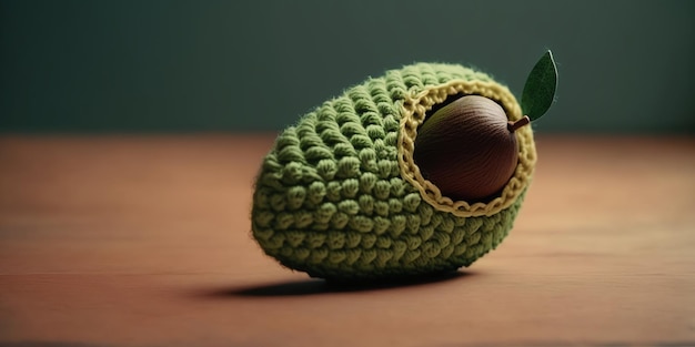 knitted art illustration of avocado fruit shape filled with color