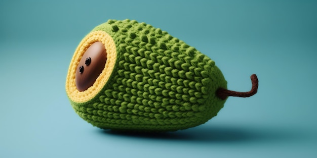 knitted art illustration of avocado fruit shape filled with color