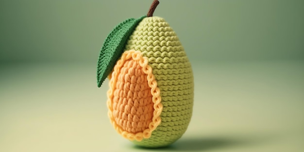 knitted art illustration of avocado fruit shape filled with color