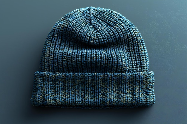 a knitted hat with a blue knitted cap