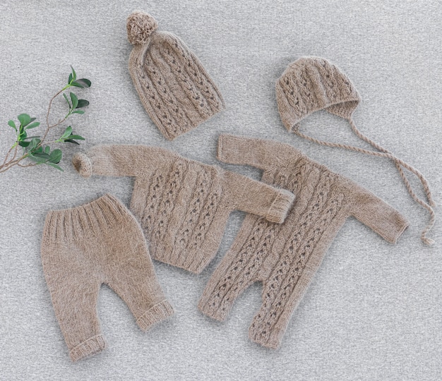 Knitted newborn baby clothes