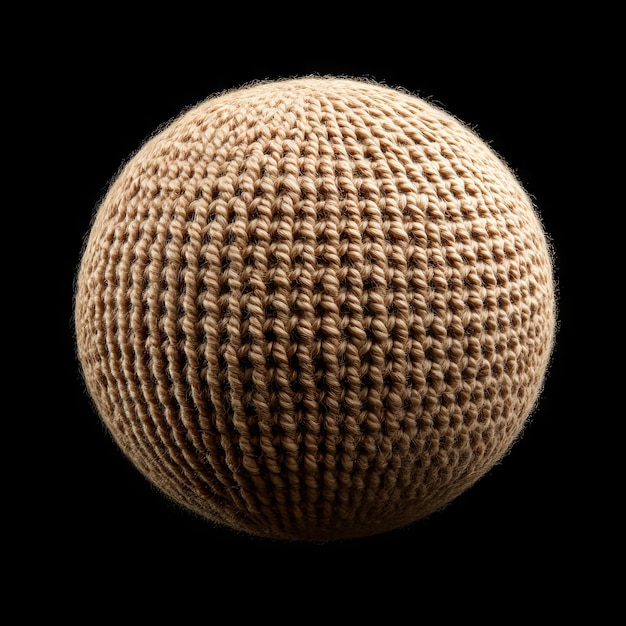 Photo knitted sphere close up brown yarn texture and pattern