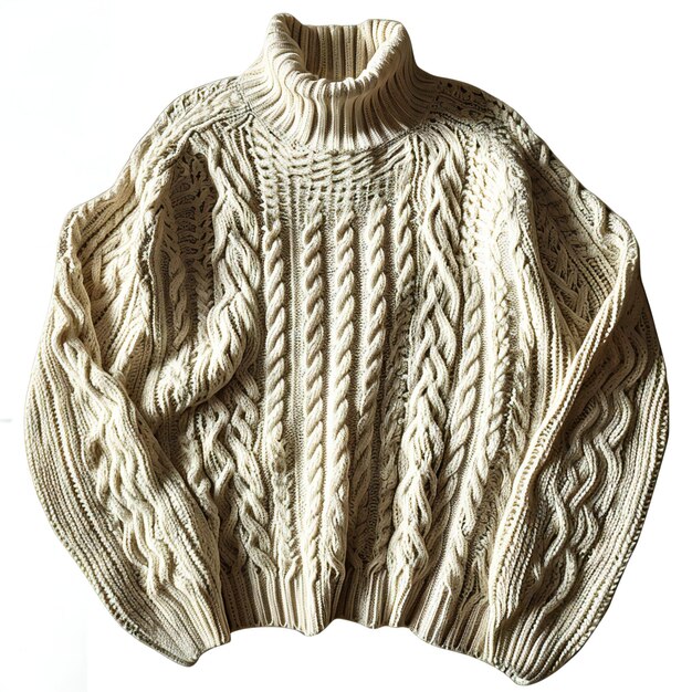 Knitted woolen sweater isolated on a white background Sweater top view