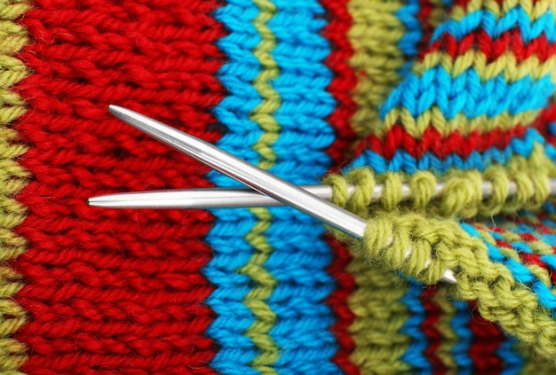 Knitting with spokes close up